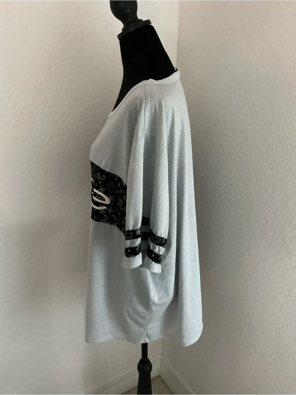 Bebe Sport 3X Gray Textured Logo Tee Oversized Athleisure Top Plus Size - Picture 4 of 12